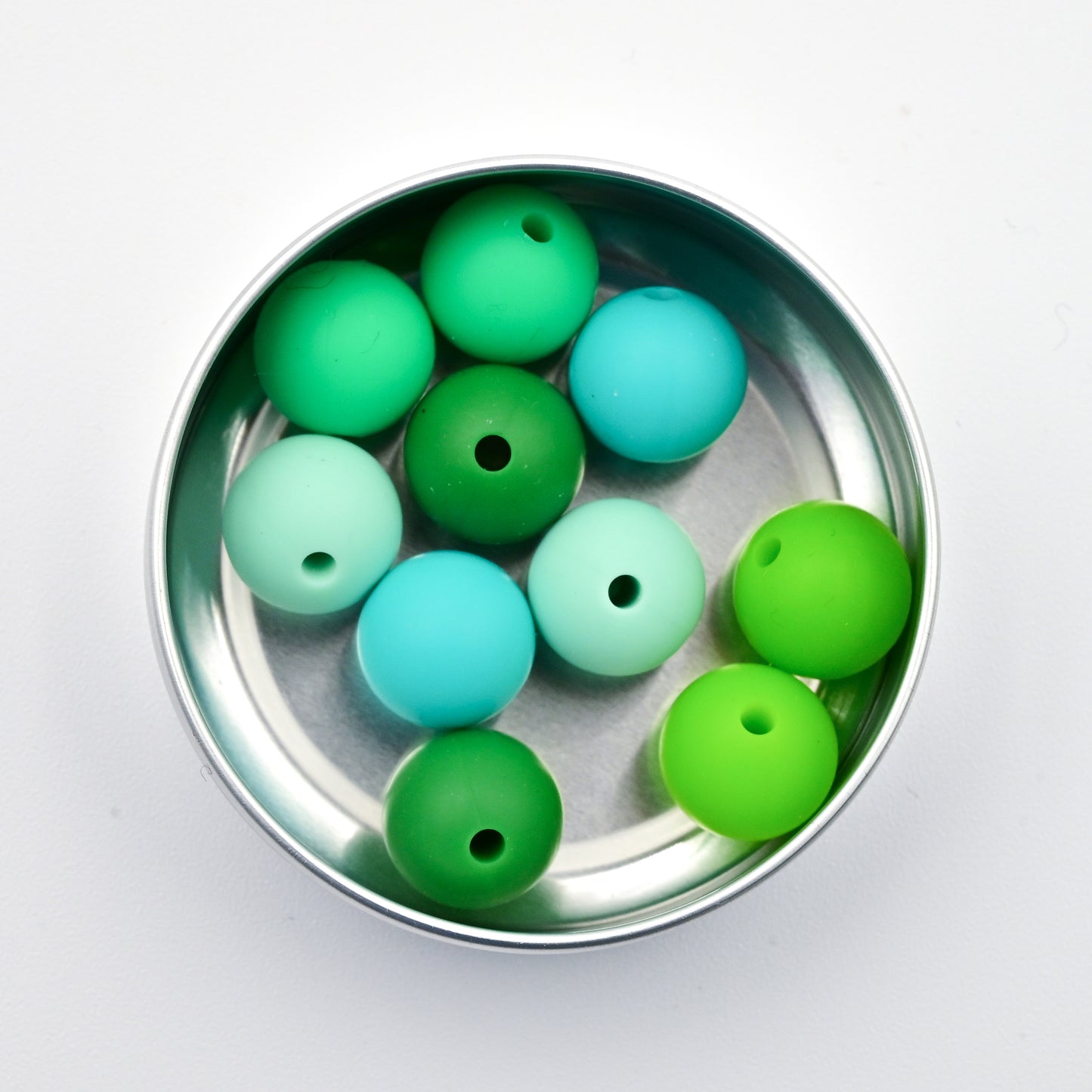 Needle Stoppers - Tin of 5 pairs, Small Green Spheres
