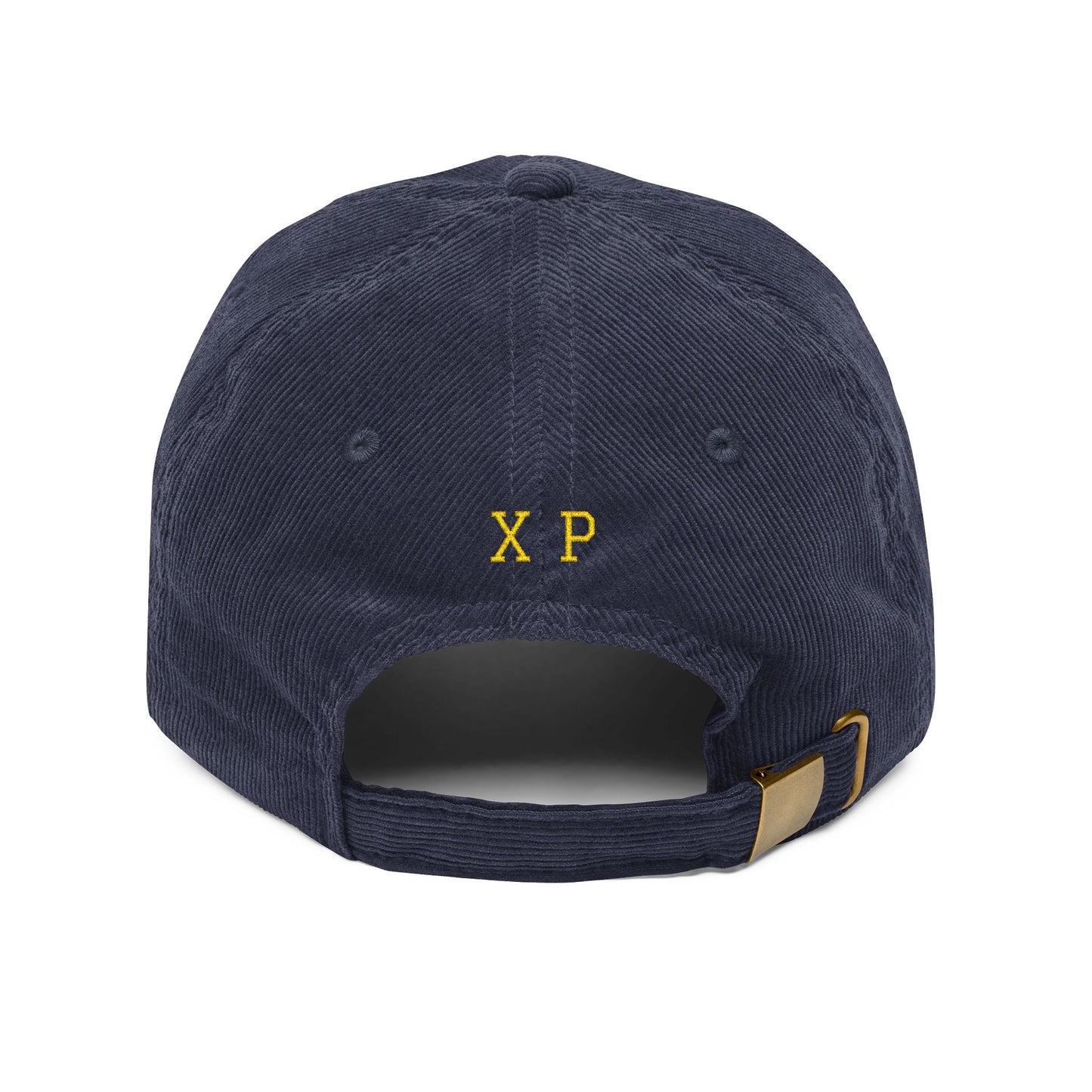 Knit Boldly Corduroy Cap — Embroidered Navy Cotton Baseball Hat