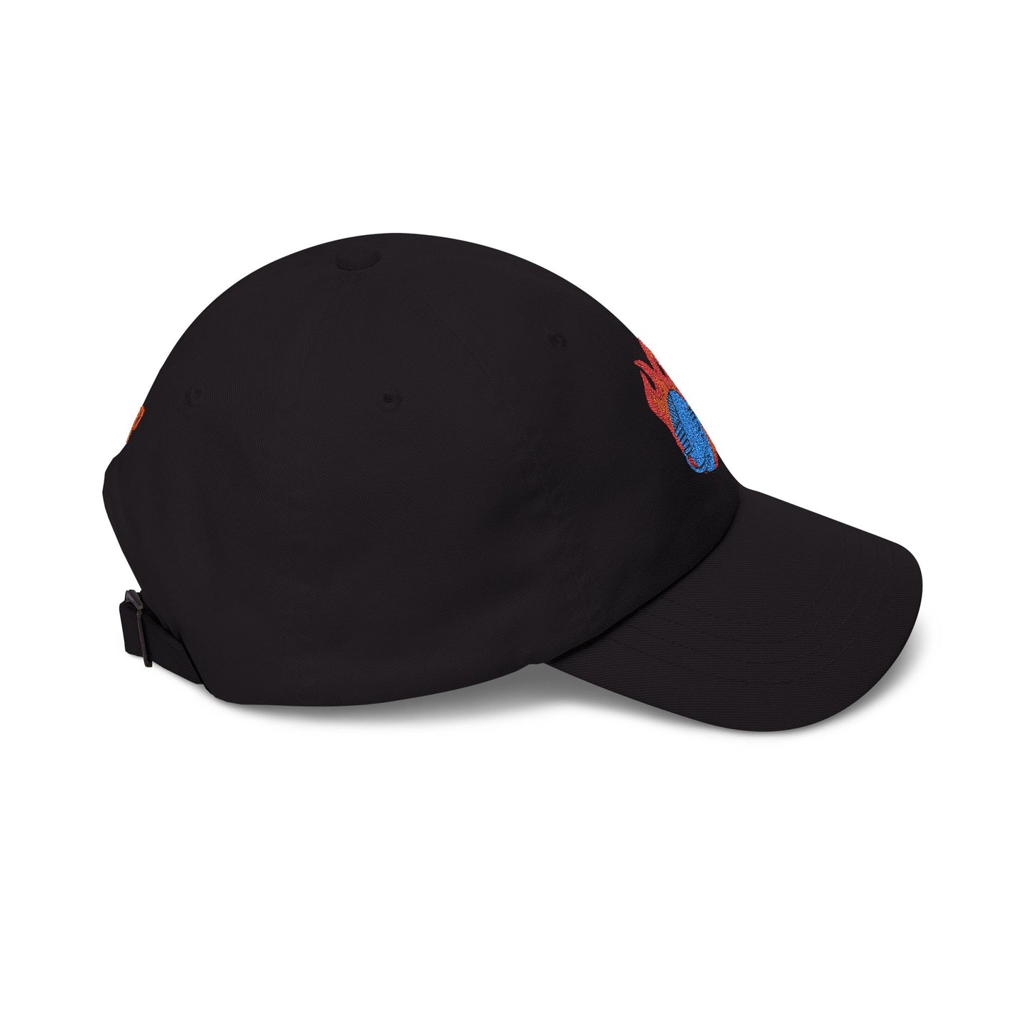 Baseball Cap with Flaming Yarn Embroidery