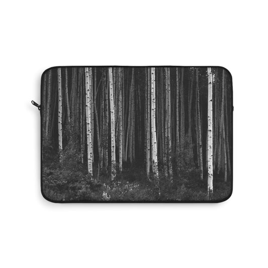 Aspen Forest Laptop Sleeve — Monochrome Woodland Laptop Case
