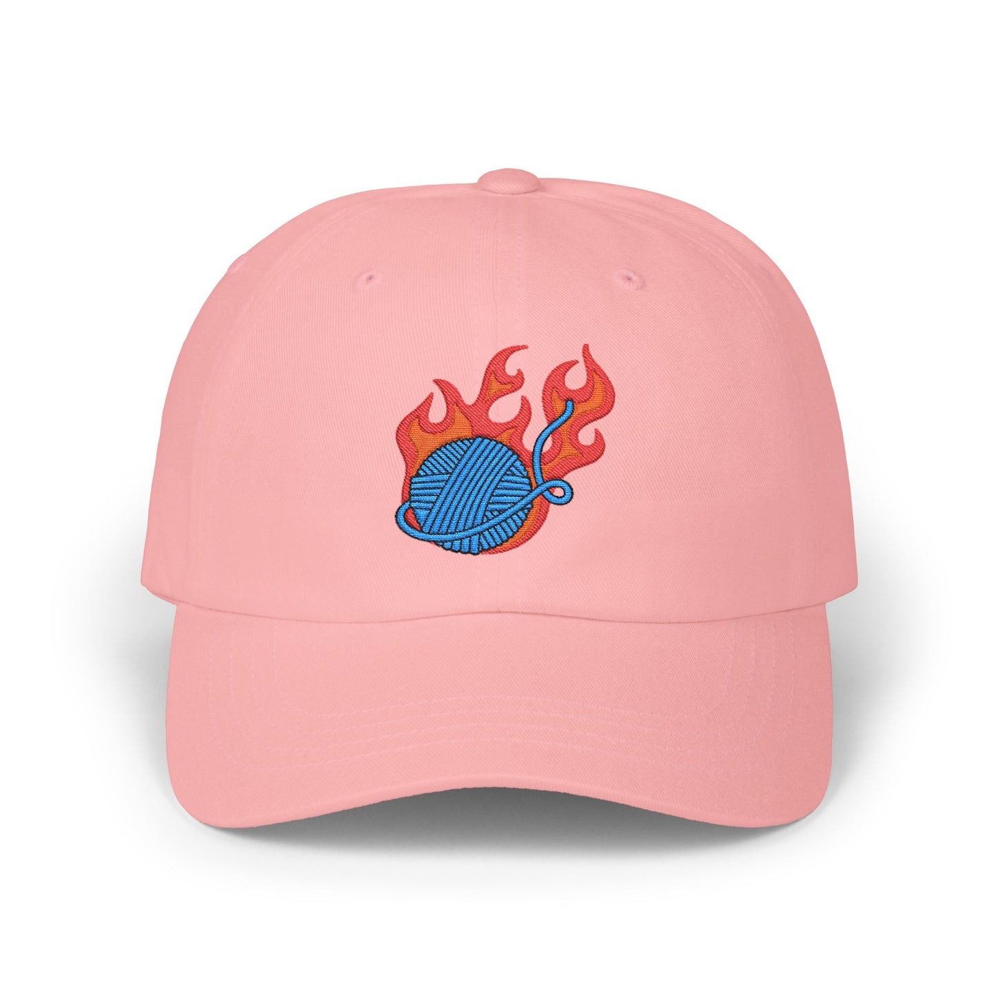 Baseball Cap with Flaming Yarn Embroidery
