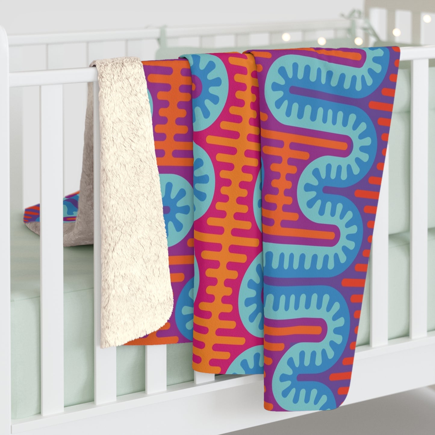 Big Wiggle Sherpa Fleece Blanket - Winter Flame Colorway
