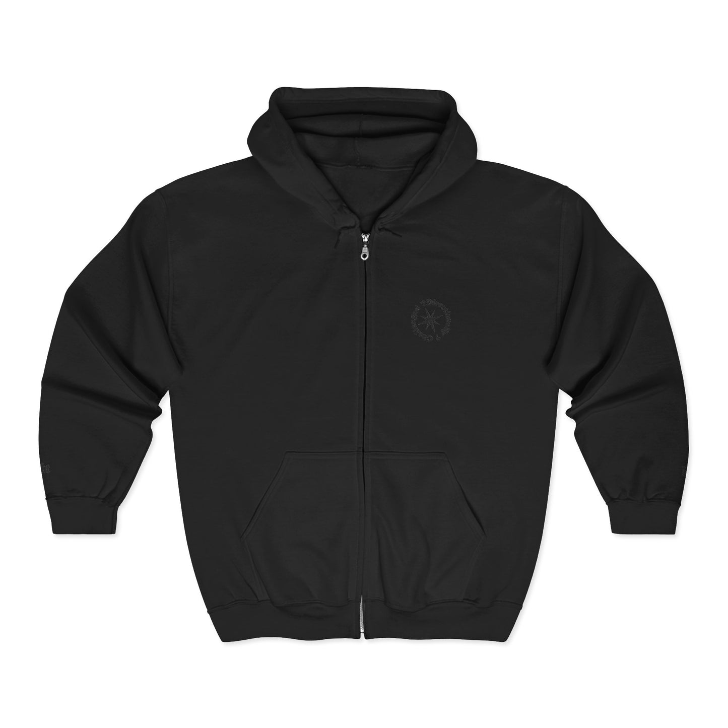 Black Directionally Challenged Full-Zip Hooded Sweatshirt (with subtle hints)
