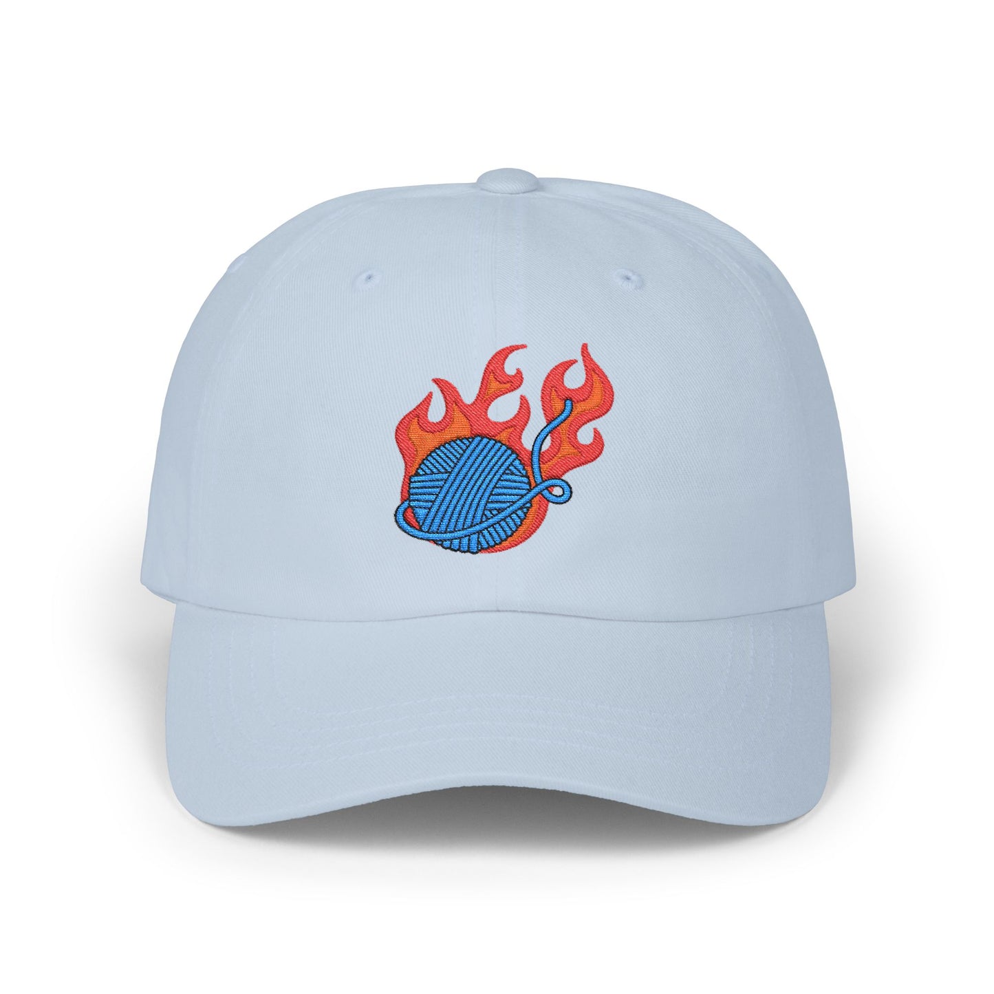 Baseball Cap with Flaming Yarn Embroidery