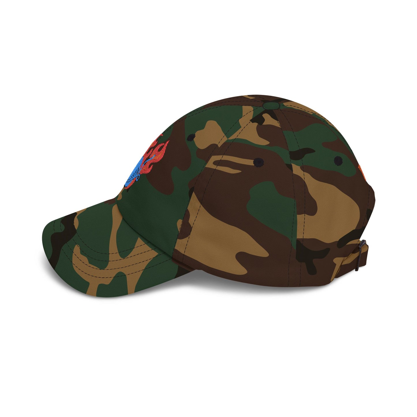 Baseball Cap with Flaming Yarn Embroidery
