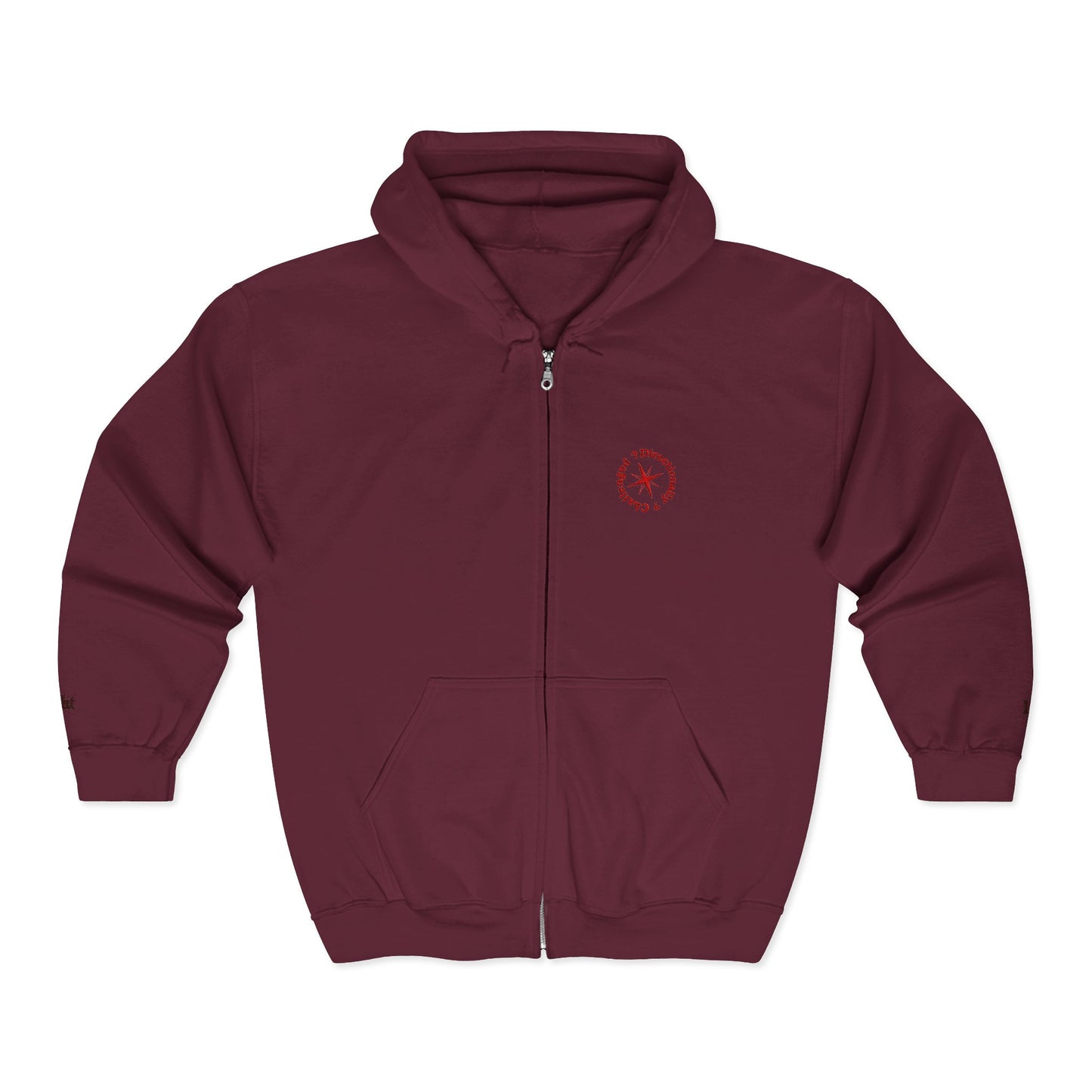 Maroon Directionally Challenged Full-Zip Hooded Sweatshirt (with subtle hints) red