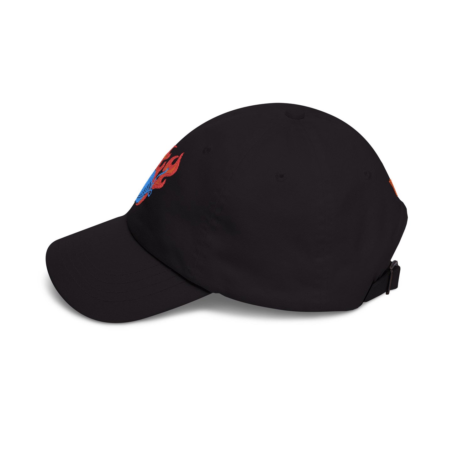 Baseball Cap with Flaming Yarn Embroidery