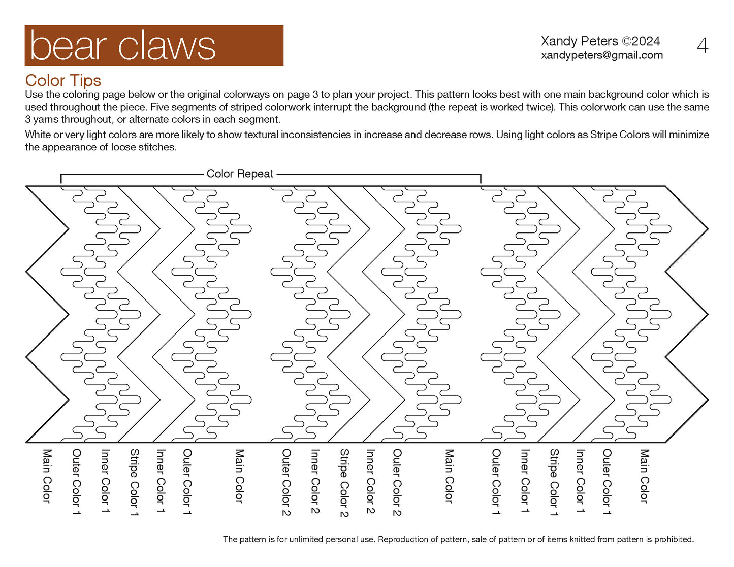 Bear Claws Stacked Stitch Knitting Pattern