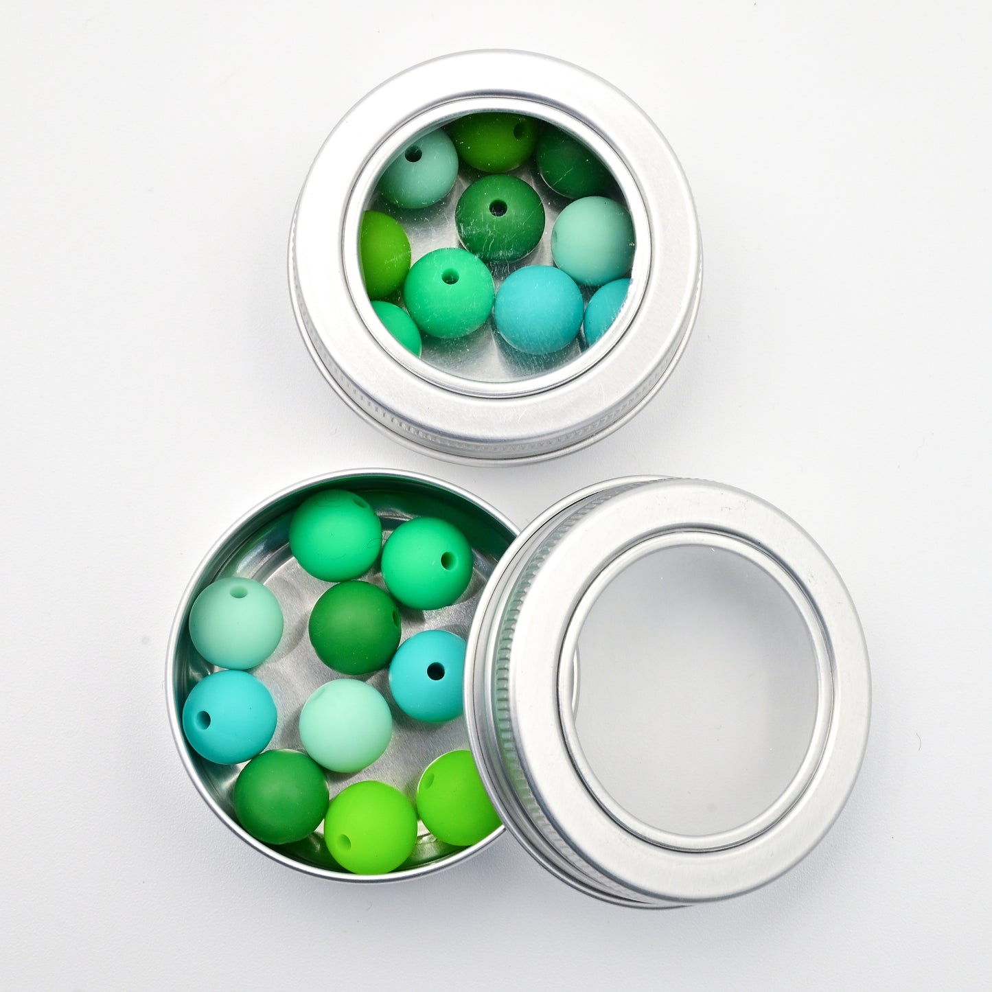 Needle Stoppers - Tin of 5 pairs, Small Green Spheres