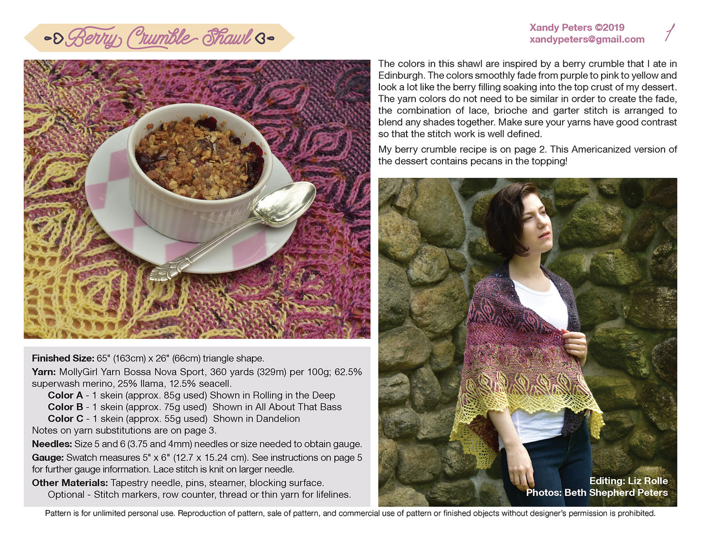 Berry Crumble Shawl Knitting Pattern