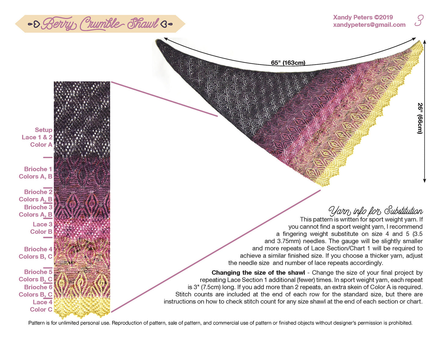 Berry Crumble Shawl Knitting Pattern